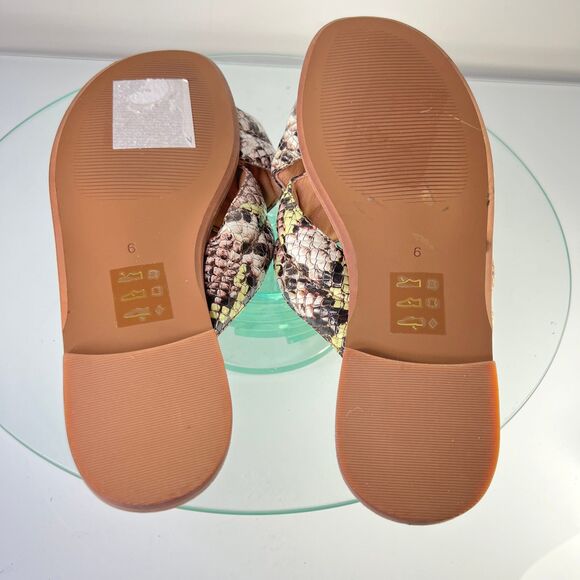 Madewell skyler slide sandals snake print leather brown green cross strap - Picture 5 of 6